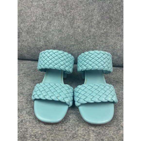 Steve Madden Daphnee Braided Sandal Women's 7M Blue Block Heel Slip On - Picture 1 of 8